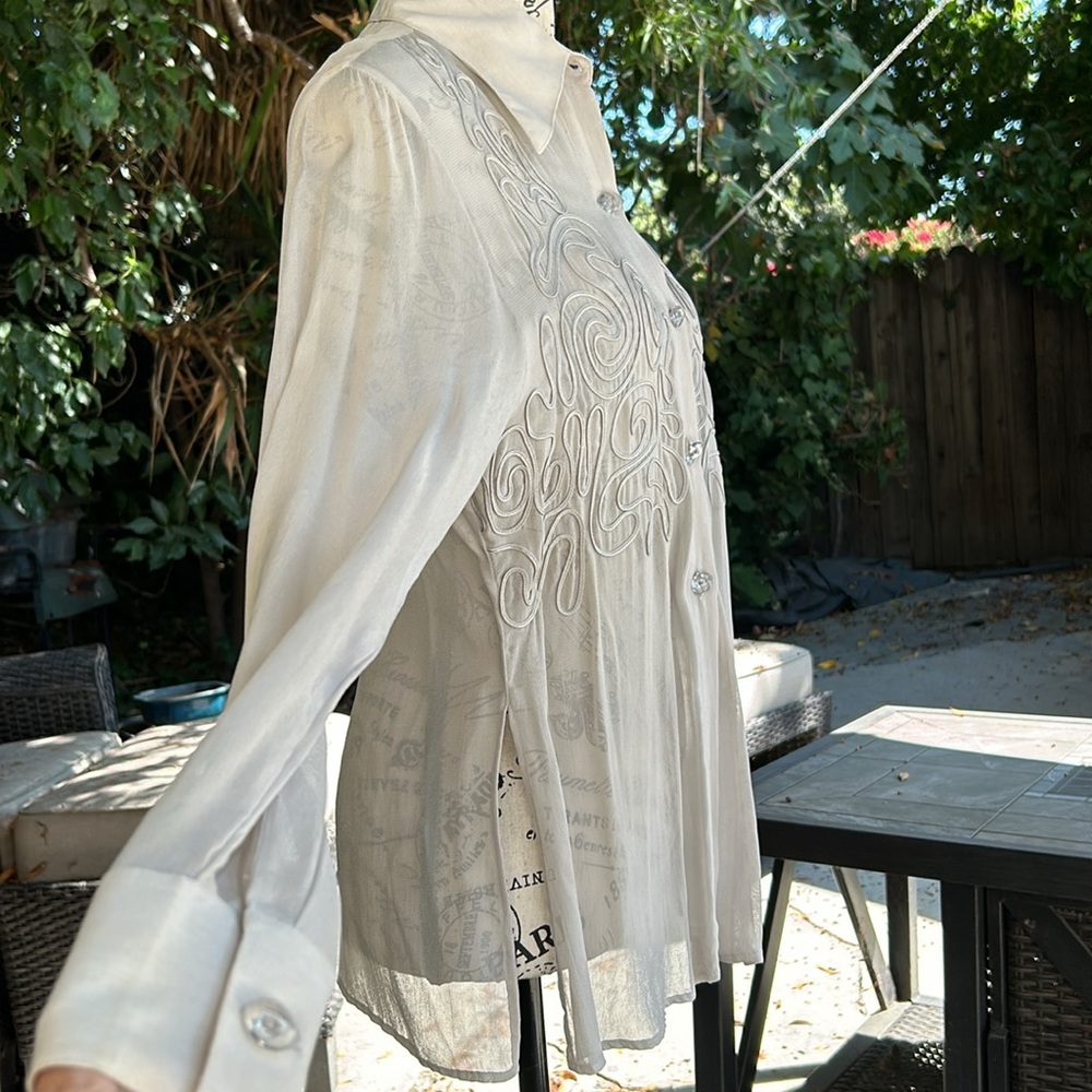 NWOT Vintage never worn Soutache blouse in light grey size 1 (small) - Picture 4 of 6